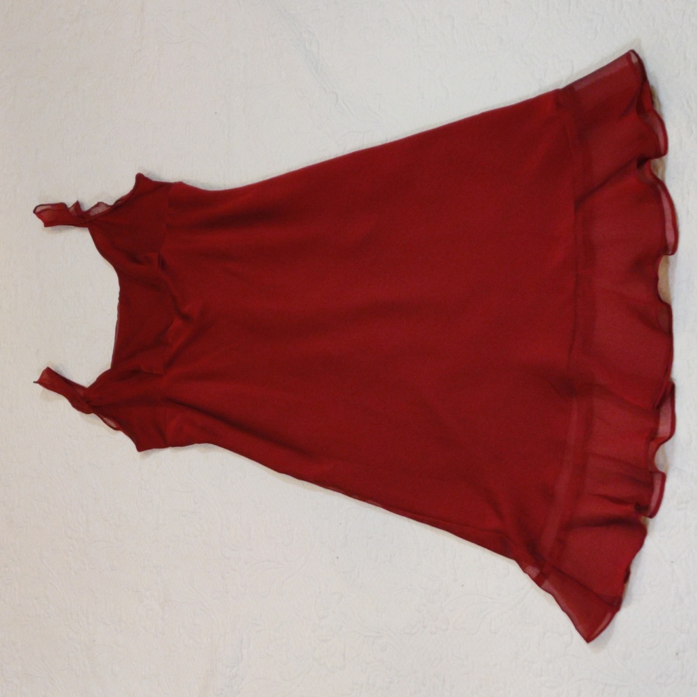 Vintage Mica Sleeveless Chiffon Deep Red Evening Party Dress